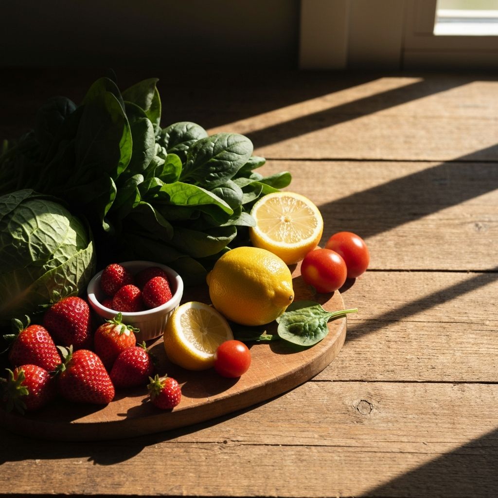 Fresh healthy foods and balanced nutrition